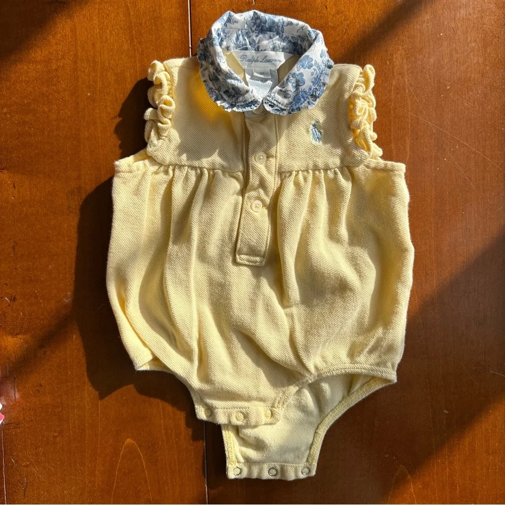 Ralph Lauren Spring Lot - Red Stripes, Yellow Ruffles + floral collars. Size 3m - Picture 9 of 12